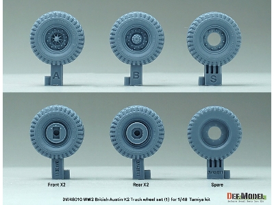 British Austin K2 Truck Sagged Wheel Set-2 - India (For Tamiya Kit) - zdjęcie 2