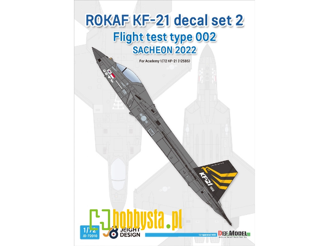 Rokaf Kf-21 Decal Set 2, Flight Test Type 002 - Sacheon 2022 (For Academy 12585) - zdjęcie 1 Rokaf Kf-21 Decal Set 2, Flight Test Type 002 - Sacheon 2022 (For Academy 12585) - zdjęcie 1
