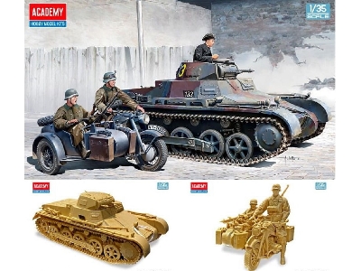 German Panzer I Ausf.B And Motorcycle - zdjęcie 2