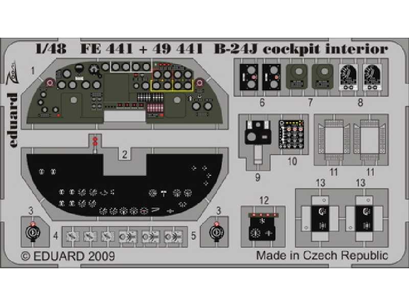 B-24J cockpit interior S. A. 1/48 - Monogram - blaszki - zdjęcie 1 B-24J cockpit interior S. A. 1/48 - Monogram - blaszki - zdjęcie 1