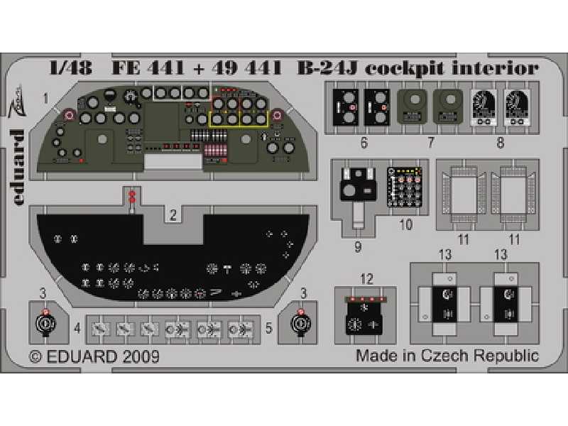  B-24J cockpit interior S. A. 1/48 - Monogram - blaszki - zdjęcie 1