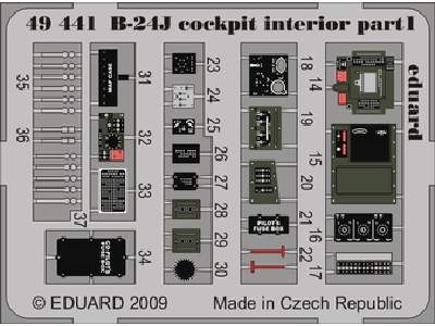  B-24J cockpit interior S. A. 1/48 - Monogram - blaszki - zdjęcie 1