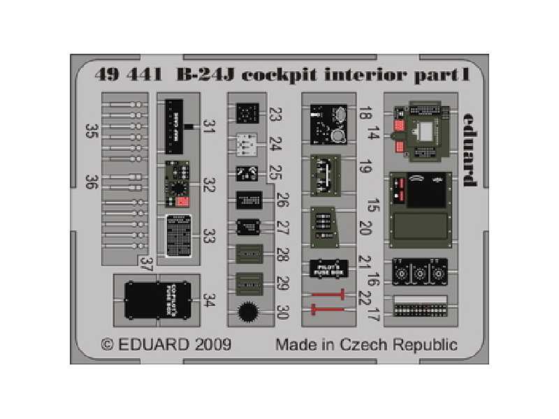 B-24J cockpit interior S. A. 1/48 - Monogram - blaszki - zdjęcie 1 B-24J cockpit interior S. A. 1/48 - Monogram - blaszki - zdjęcie 1
