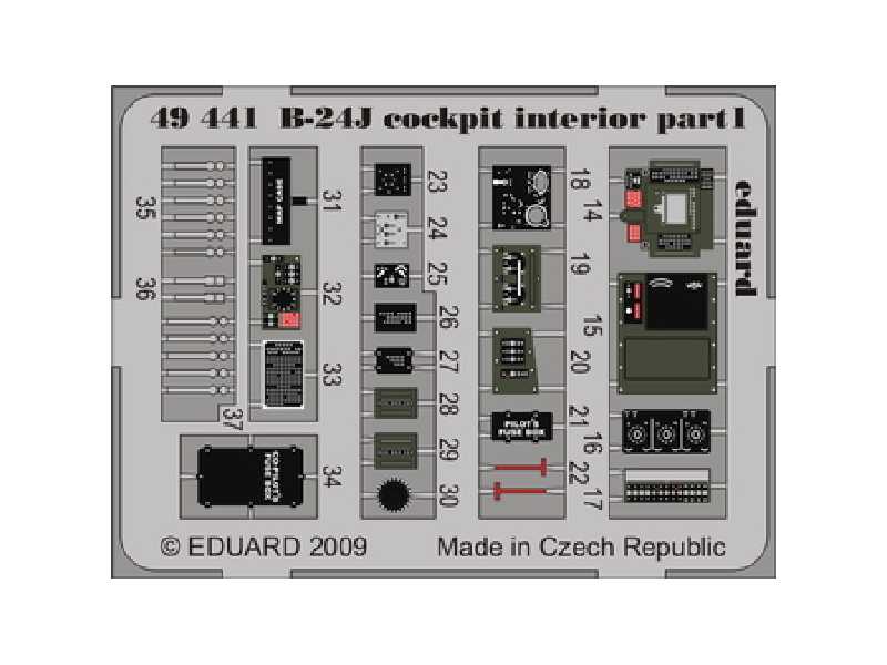  B-24J cockpit interior S. A. 1/48 - Monogram - blaszki - zdjęcie 1