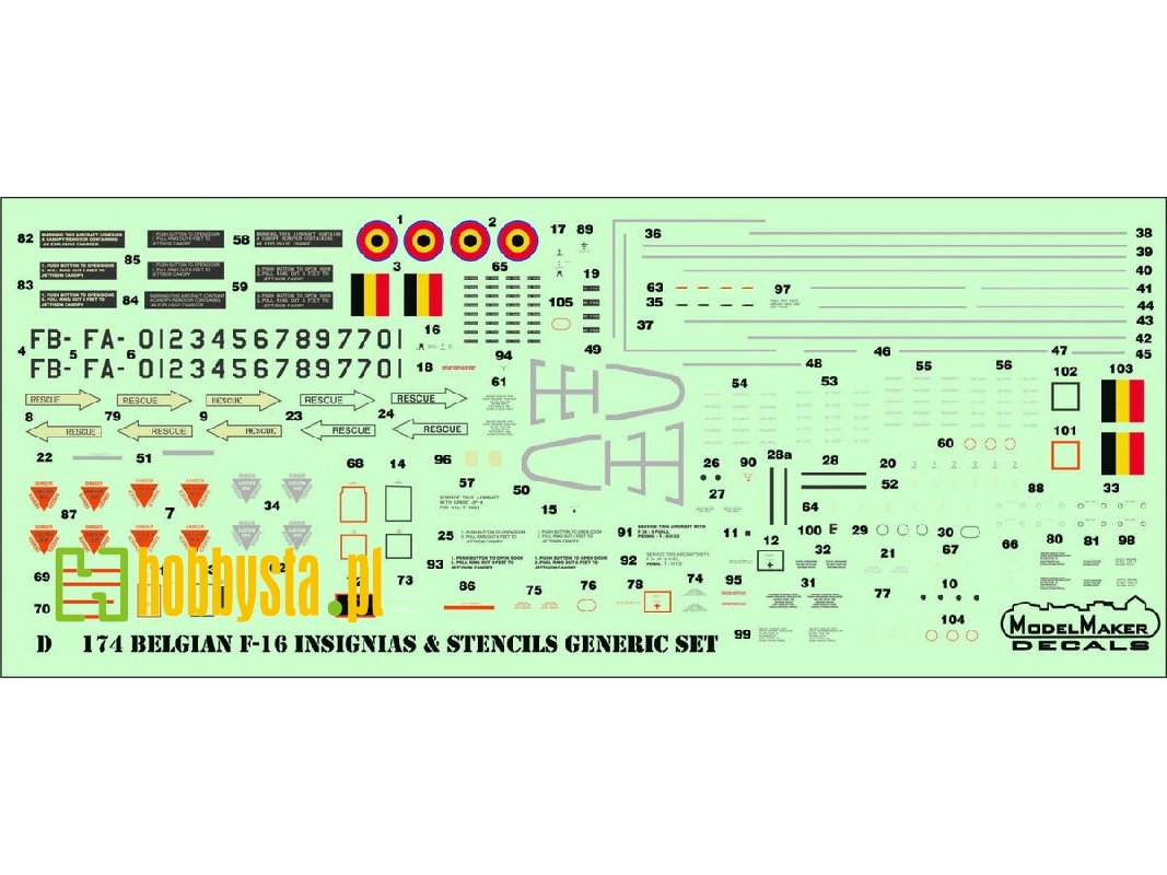 Belgian F-16 Insignias And Stencils - Generic Set - zdjęcie 1 Belgian F-16 Insignias And Stencils - Generic Set - zdjęcie 1
