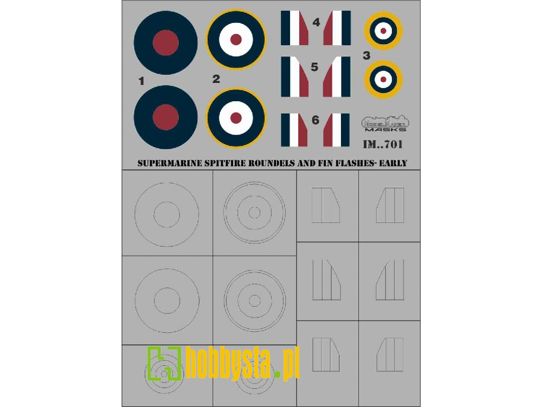 Supermarine Spitfire Roundels And Fin Flashes - Early - zdjęcie 1 Supermarine Spitfire Roundels And Fin Flashes - Early - zdjęcie 1