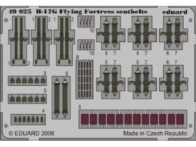  B-17G seatbelts 1/48 - Monogram - blaszki - zdjęcie 1