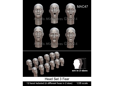 Head Set 3 Fear - 12 Heads Included (6 Different Faces In Two Sizes) - zdjęcie 1