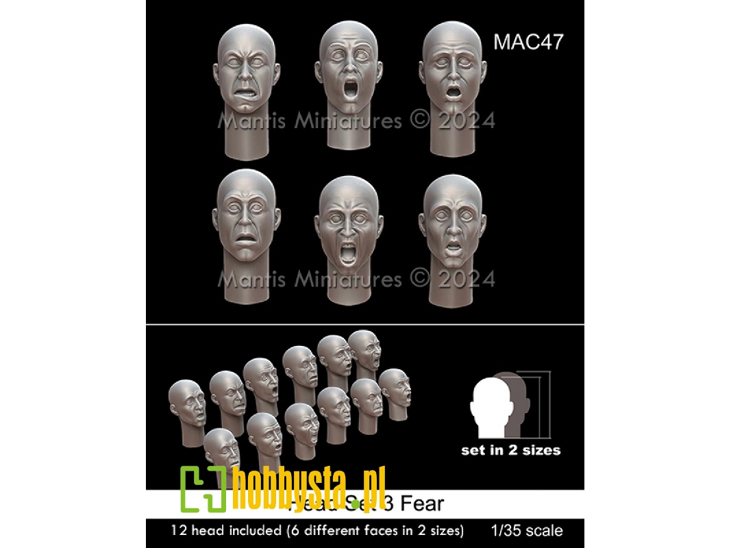 Head Set 3 Fear - 12 Heads Included (6 Different Faces In Two Sizes) - zdjęcie 1 Head Set 3 Fear - 12 Heads Included (6 Different Faces In Two Sizes) - zdjęcie 1