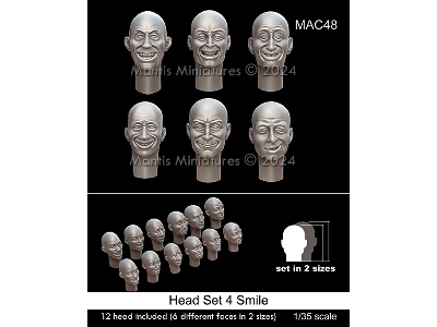 Head Set 4 Smile - 12 Heads Included (6 Different Faces In Two Sizes) - zdjęcie 1