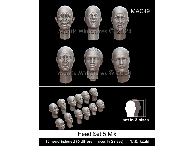 Head Set 5 Mix - 12 Heads Included (6 Different Faces In Two Sizes) - zdjęcie 1