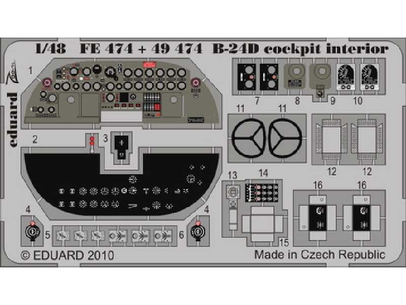 B-24D cockpit interior S. A. 1/48 - Monogram - blaszki - zdjęcie 1 B-24D cockpit interior S. A. 1/48 - Monogram - blaszki - zdjęcie 1