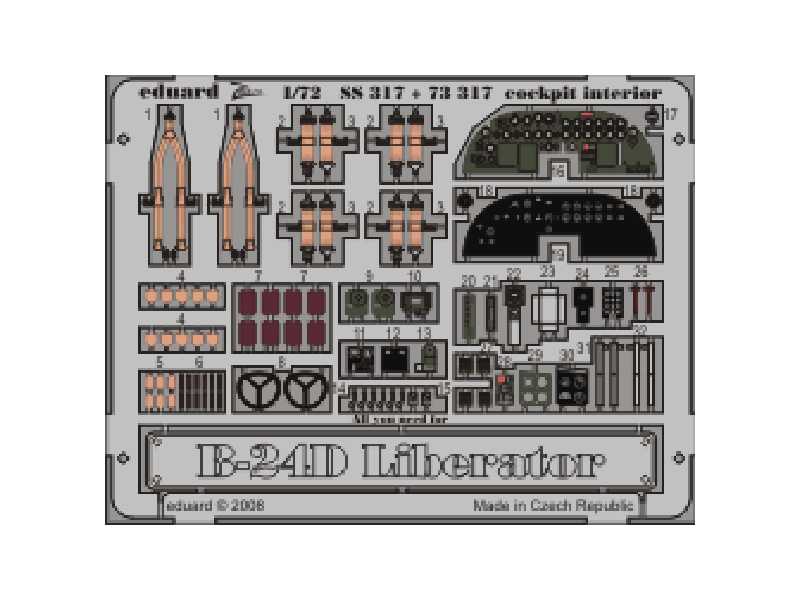  B-24D cockpit interior S. A. 1/72 - Hasegawa - blaszki - zdjęcie 1