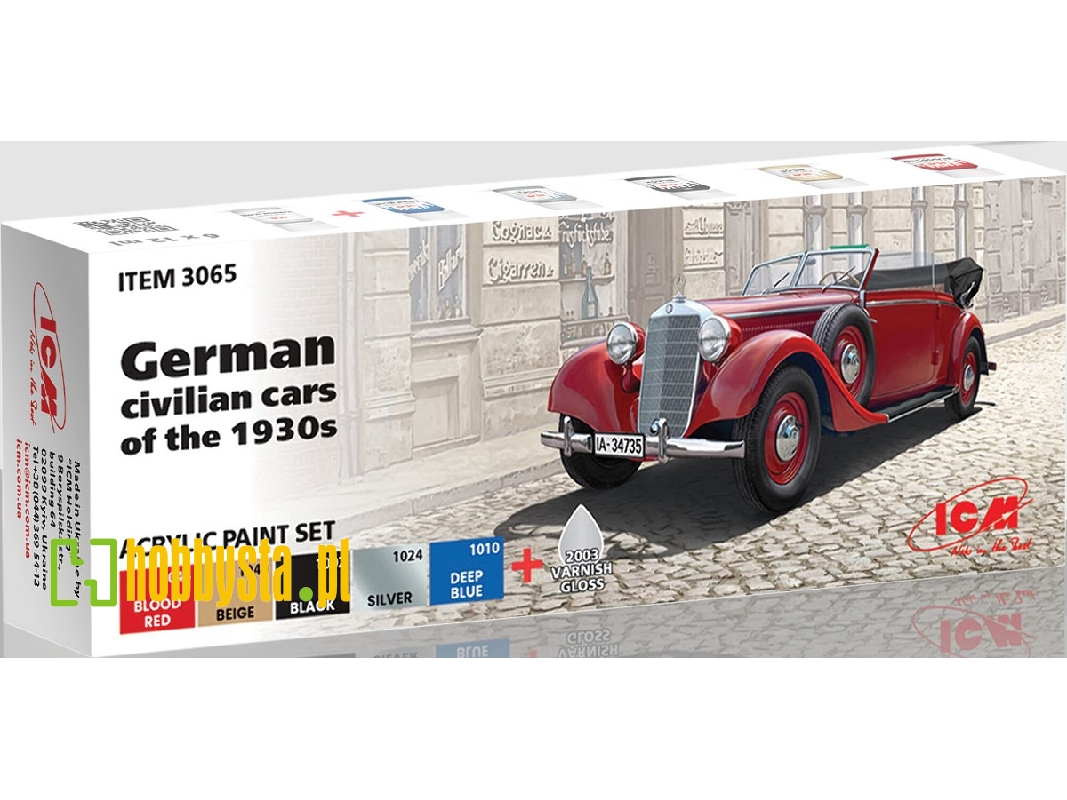 Acrylic Paint Set For German Civilian Cars Of The 1930s - zdjęcie 1 Acrylic Paint Set For German Civilian Cars Of The 1930s - zdjęcie 1