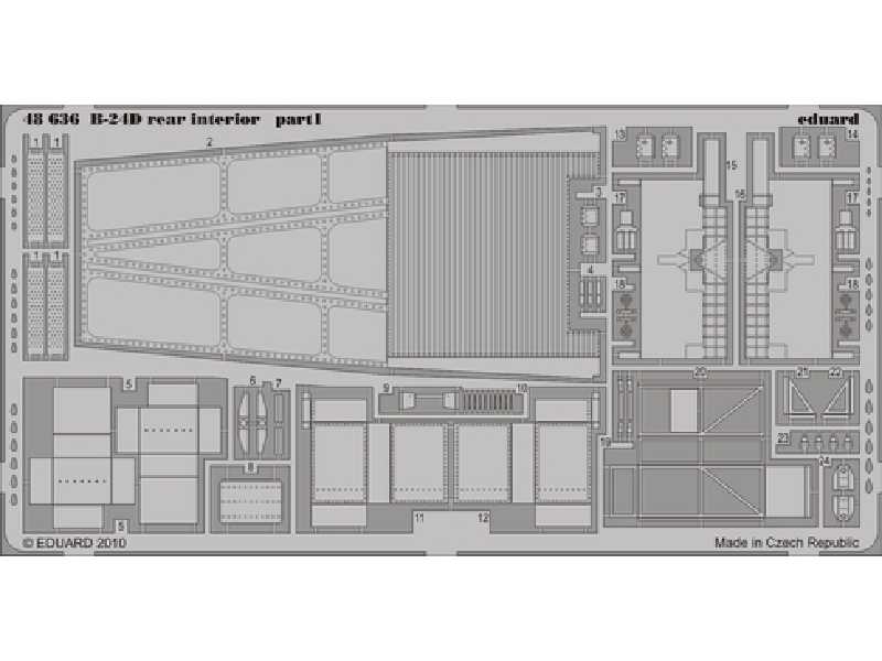 B-24D rear interior 1/48 - Monogram - blaszki - zdjęcie 1 B-24D rear interior 1/48 - Monogram - blaszki - zdjęcie 1