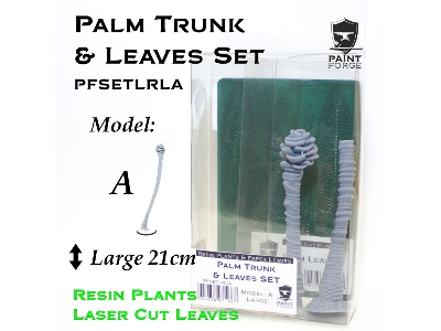 Resin Plants And Paper Leaves - Palm Trunk And Leaves Set A, Size L (21cm) - zdjęcie 1