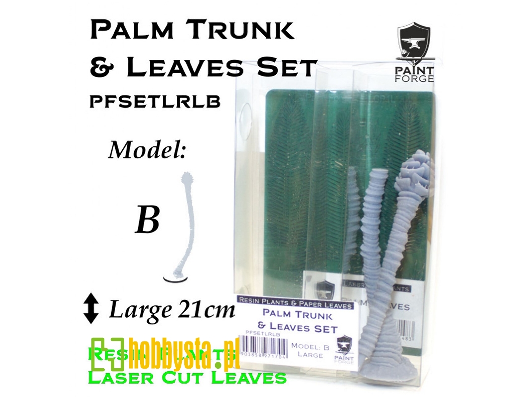 Resin Plants And Paper Leaves - Palm Trunk And Leaves Set B, Size L (21cm) - zdjęcie 1