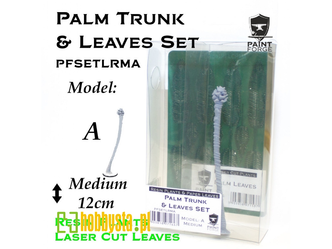 Resin Plants And Paper Leaves - Palm Trunk And Leaves Set A, Size M (12cm) - zdjęcie 1 Resin Plants And Paper Leaves - Palm Trunk And Leaves Set A, Size M (12cm) - zdjęcie 1