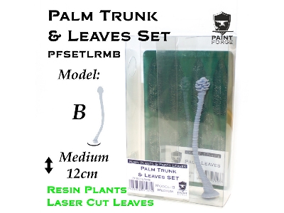 Resin Plants And Paper Leaves - Palm Trunk And Leaves Set B, Size M (12cm) - zdjęcie 1