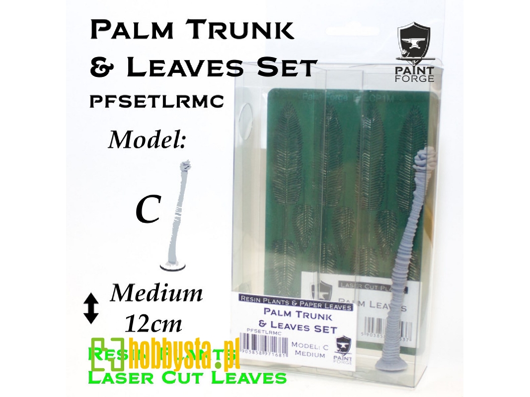 Resin Plants And Paper Leaves - Palm Trunk And Leaves Set C, Size M (12cm) - zdjęcie 1