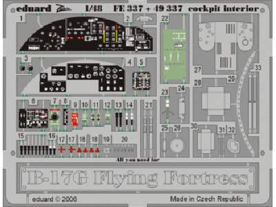  B-17G cockpit interior 1/48 - Monogram - blaszki - zdjęcie 1