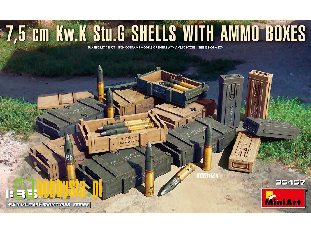7,5 Cm Kw.K Stu.G Shells With Ammo Boxes - zdjęcie 1 7,5 Cm Kw.K Stu.G Shells With Ammo Boxes - zdjęcie 1