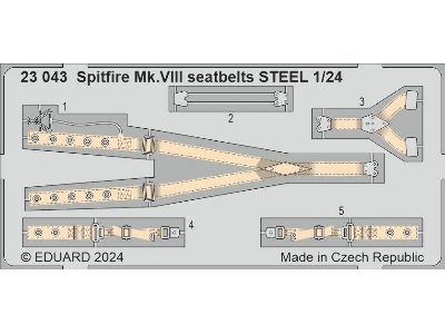 Spitfire Mk. VIII seatbelts STEEL 1/24 - AIRFIX - zdjęcie 1