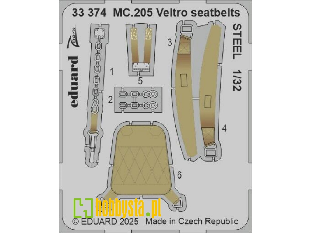 MC.205 Veltro seatbelts STEEL 1/32 - ITALERI - zdjęcie 1 MC.205 Veltro seatbelts STEEL 1/32 - ITALERI - zdjęcie 1