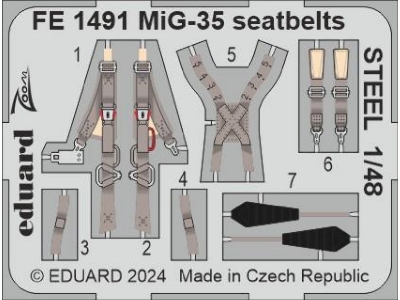MiG-35 seatbelts STEEL 1/48 - HOBBY BOSS - zdjęcie 1
