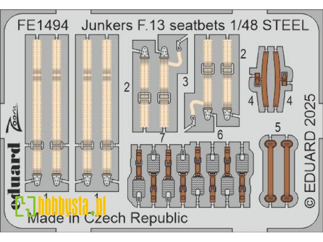 Junkers F.13 seatbelts STEEL 1/48 - MINIART - zdjęcie 1 Junkers F.13 seatbelts STEEL 1/48 - MINIART - zdjęcie 1