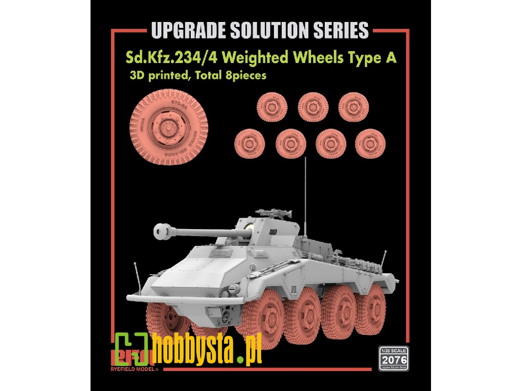 Sd.Kfz.234/4 - 3d Printed Wheels Type A (8 Pcs) - zdjęcie 1 Sd.Kfz.234/4 - 3d Printed Wheels Type A (8 Pcs) - zdjęcie 1