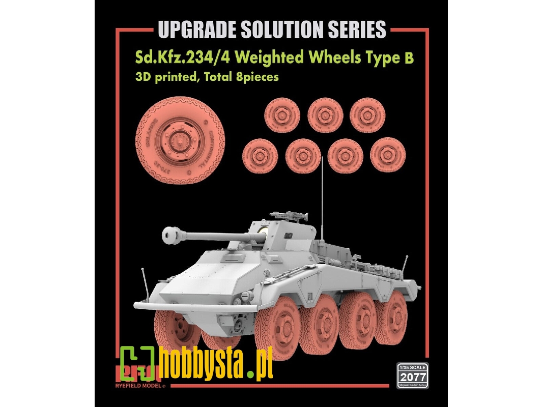 Sd.Kfz.234/4 - 3d Printed Wheels Type B (8 Pcs) - zdjęcie 1 Sd.Kfz.234/4 - 3d Printed Wheels Type B (8 Pcs) - zdjęcie 1