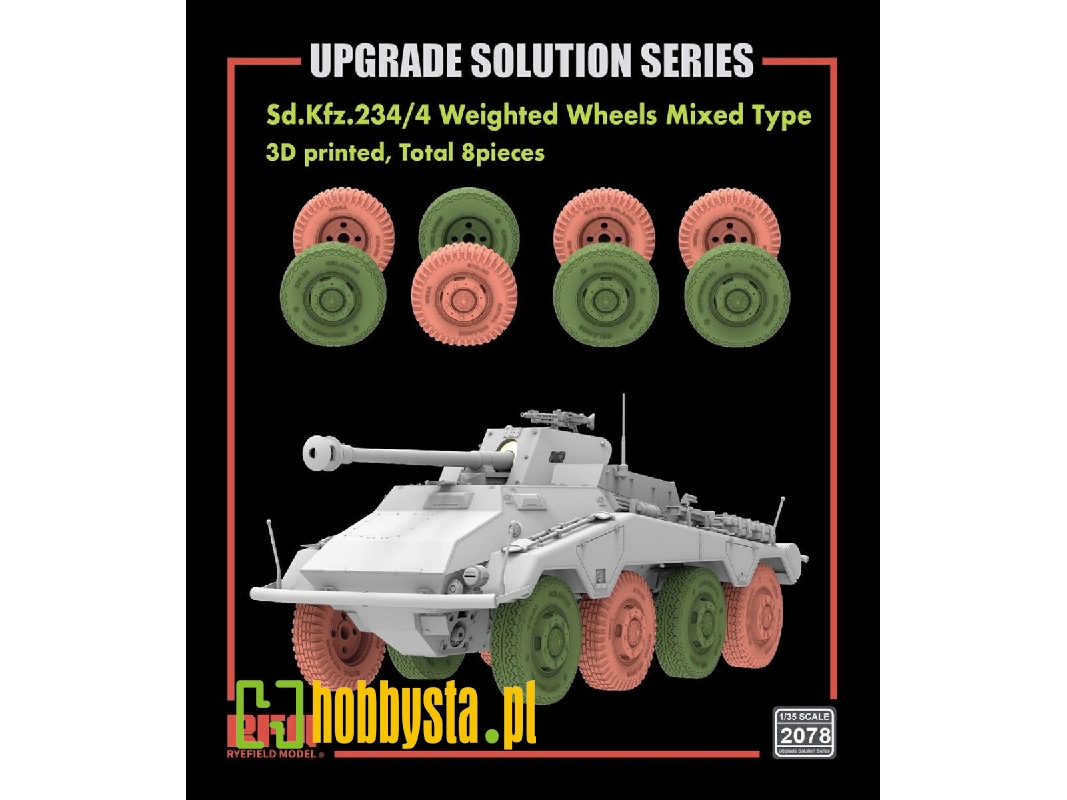 Sd.Kfz.234/4 - 3d Printed Wheels Mixed Type (Type A 4 Pcs + Type B 4 Pcs) - zdjęcie 1 Sd.Kfz.234/4 - 3d Printed Wheels Mixed Type (Type A 4 Pcs + Type B 4 Pcs) - zdjęcie 1