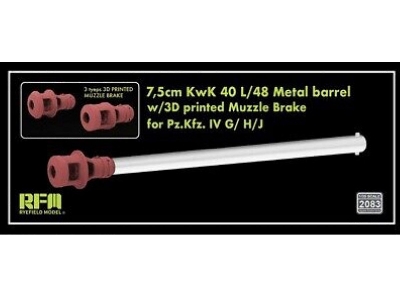 Pz.Kpfw. Iv G/H/J 7,5 Cm Kwk 40 L/48 Metal Barrel With 3d Printed Muzzle Brake - zdjęcie 1