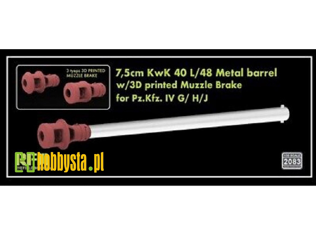 Pz.Kpfw. Iv G/H/J 7,5 Cm Kwk 40 L/48 Metal Barrel With 3d Printed Muzzle Brake - zdjęcie 1 Pz.Kpfw. Iv G/H/J 7,5 Cm Kwk 40 L/48 Metal Barrel With 3d Printed Muzzle Brake - zdjęcie 1