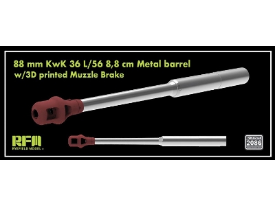 88 Mm Kwk 36 L/56 8,8 Cm Metal Barrel With 3d Printed Muzzle Brake For Tiger I Series - zdjęcie 1