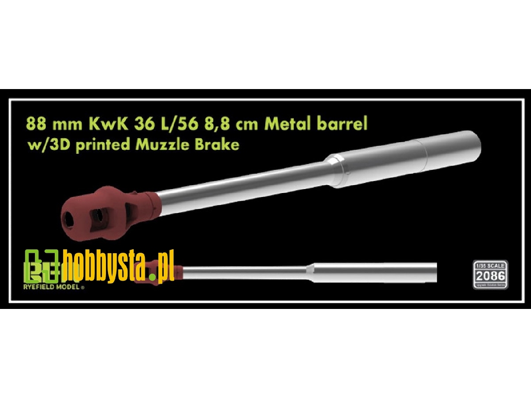 88 Mm Kwk 36 L/56 8,8 Cm Metal Barrel With 3d Printed Muzzle Brake For Tiger I Series - zdjęcie 1 88 Mm Kwk 36 L/56 8,8 Cm Metal Barrel With 3d Printed Muzzle Brake For Tiger I Series - zdjęcie 1