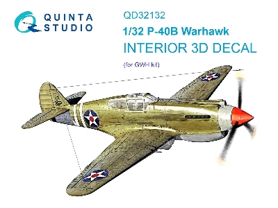 Curtiss P-40 B Warhawk - 3d-printed & Coloured Interior (For Gwh Kits) - zdjęcie 2