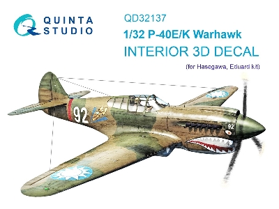 Curtiss P-40 E/K Warhawk - 3d-printed & Coloured Interior (For Hasegawa / Eduard Kits) - zdjęcie 2