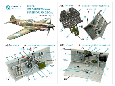 Curtiss P-40 E/K Warhawk - 3d-printed & Coloured Interior (For Hasegawa / Eduard Kits) - zdjęcie 12