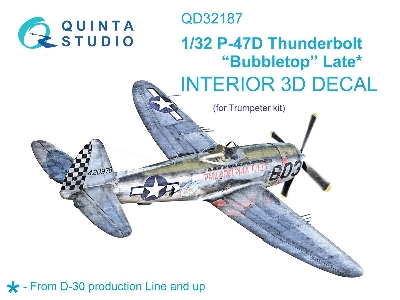 Republic P-47 D Thunderbolt 'bubbletop' Late - 3d-printed & Coloured Interior (For Trumpeter Kits) - zdjęcie 2