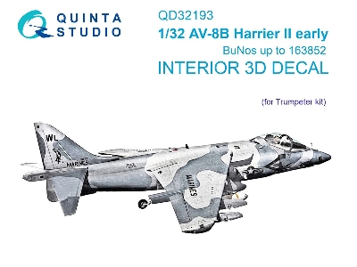Mcdonell-douglas Av-8 B Harrier Ii Early - 3d-printed & Coloured Interior (For Trumpeter Kits) - zdjęcie 2