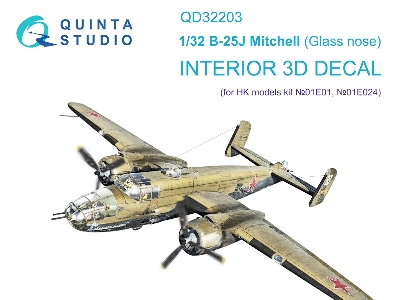 North American B-25 J Mitchell (Glass Nose) - 3d-printed & Coloured Interior (For Hk Models 01e01 And 01e024 Kit) - zdjęcie 2