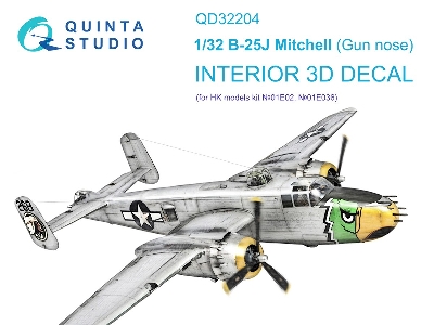 North American B-25 J Mitchell (Gun Nose) - 3d-printed & Coloured Interior (For Hk Models 01e002 And 01e036 Kits) - zdjęcie 2