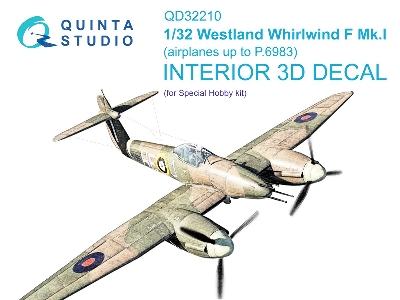 Westland Whirlwind F Mk.I - 3d-printed & Coloured Interior (For Special Hobby Kits) - zdjęcie 2