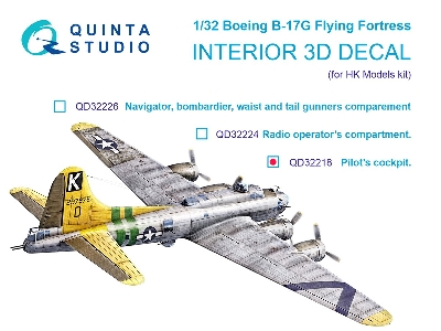 Boeing B-17g Flying Fortress - Pilot's Cockpit Interior 3d-printed & Coloured (For Hk Models Kits) - zdjęcie 2