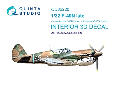 Curtiss P-40 N Late - 3d-printed & Coloured Interior (For Hasegawa / Eduard Kits) - zdjęcie 2