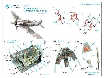 Focke Wulf Fw-190 A-4 - 3d-printed & Coloured Interior (For Zoukei Mura Kits) - zdjęcie 10