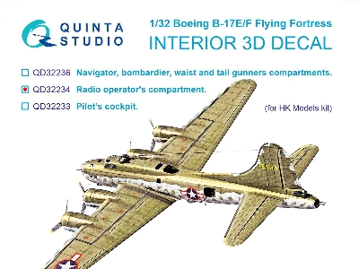 Boeing B-17e/F Flying Fortress - Radio Operator's Compartment - 3d-printed & Coloured Interior  (For Hk Models Kits) - zdjęcie 