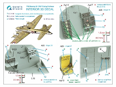 Boeing B-17e/F Flying Fortress - Radio Operator's Compartment - 3d-printed & Coloured Interior  (For Hk Models Kits) - zdjęcie 
